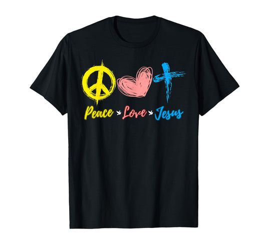 Peace Love Jesus Christ Christian Faith T-Shirt - Streetwear Style Unisex
